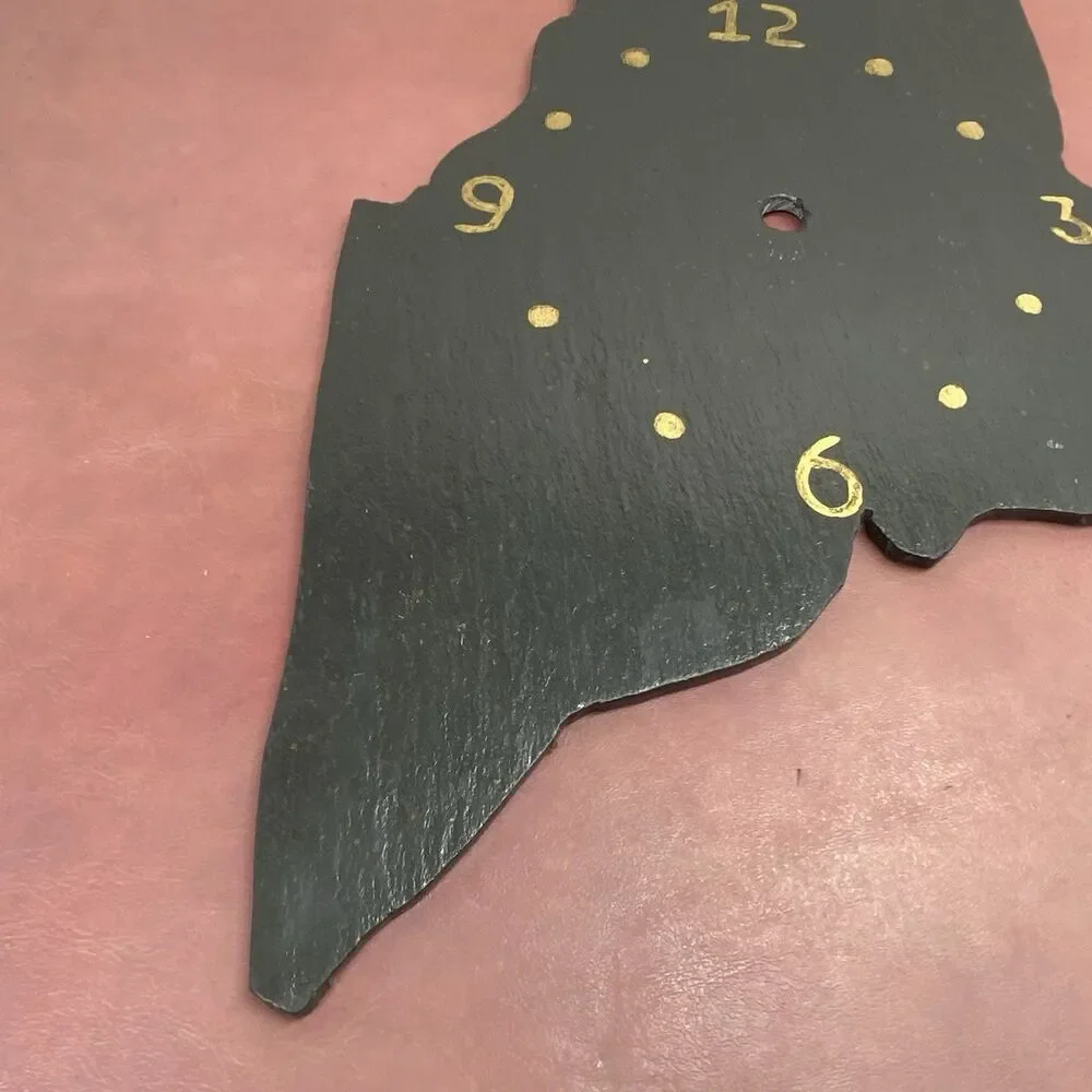Basic Custom Made Maine Clock Shaped Black Slate Only No Movements Repurpose